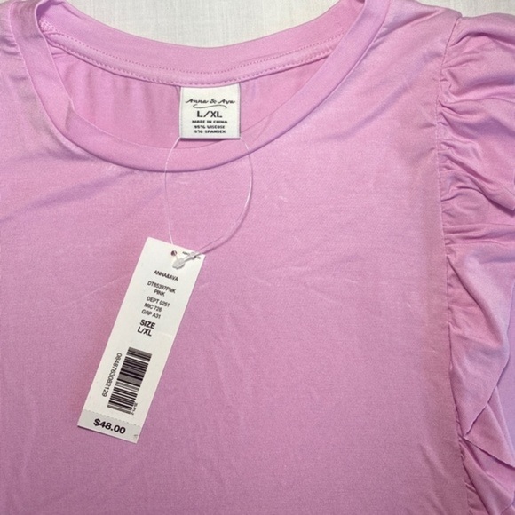 𝅺ANNA & Ava soft sleeveless‎ ruffled pink tank top  size-L/XL - Picture 2 of 4